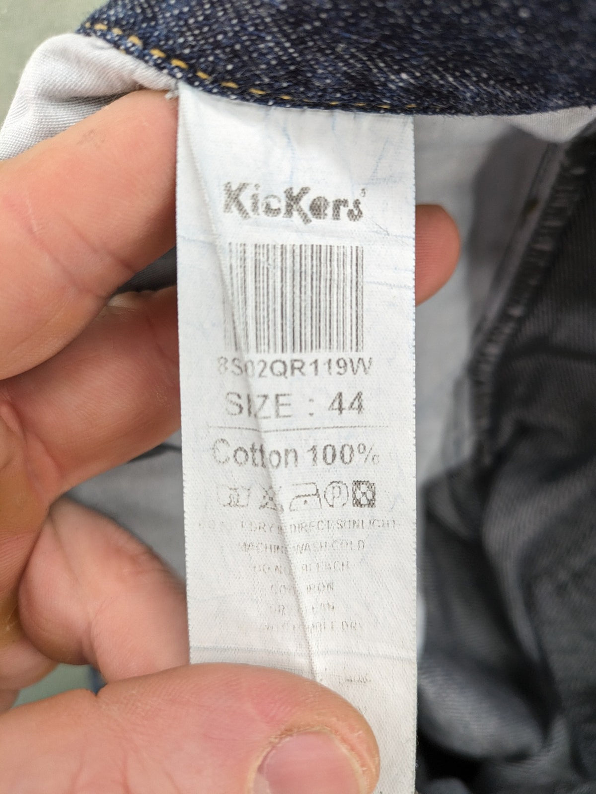 Kickers blue straight leg jeans with double button closure and 5-pocket design.