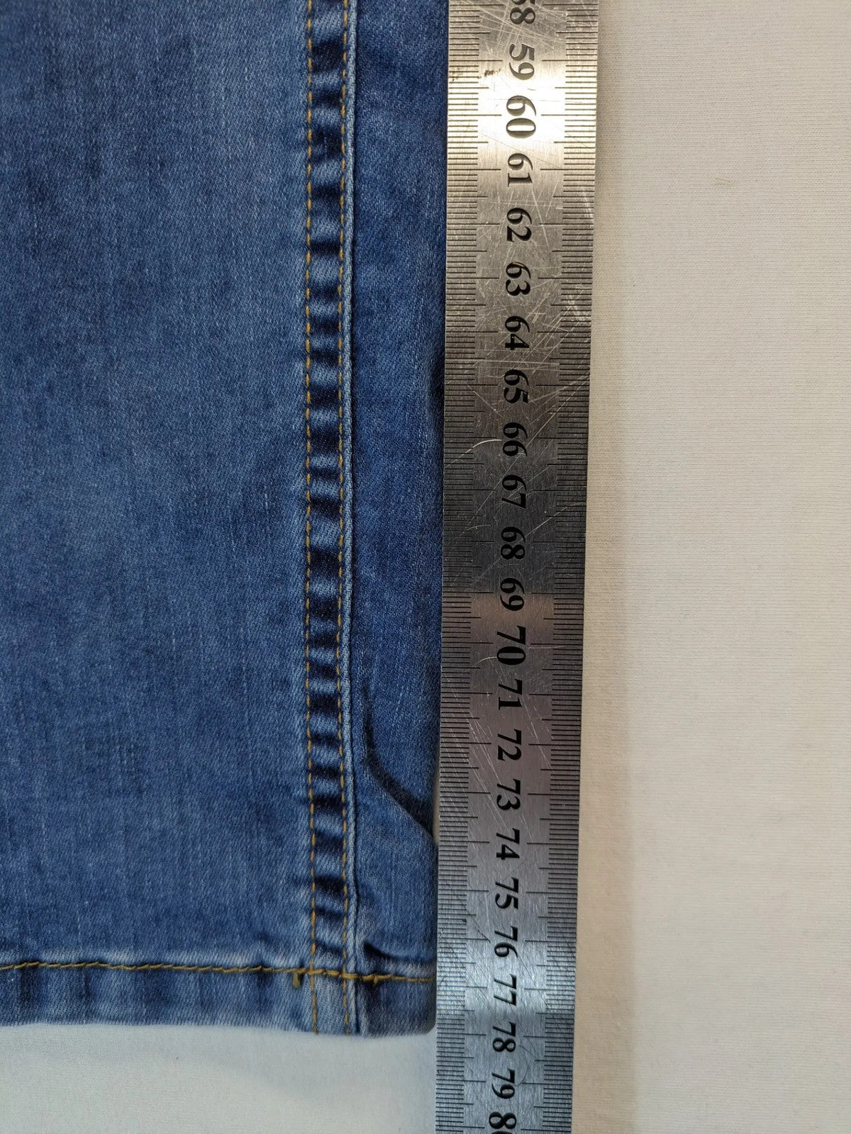 Cecil straight jeans blue patchwork design with classic button fly and stretch denim.