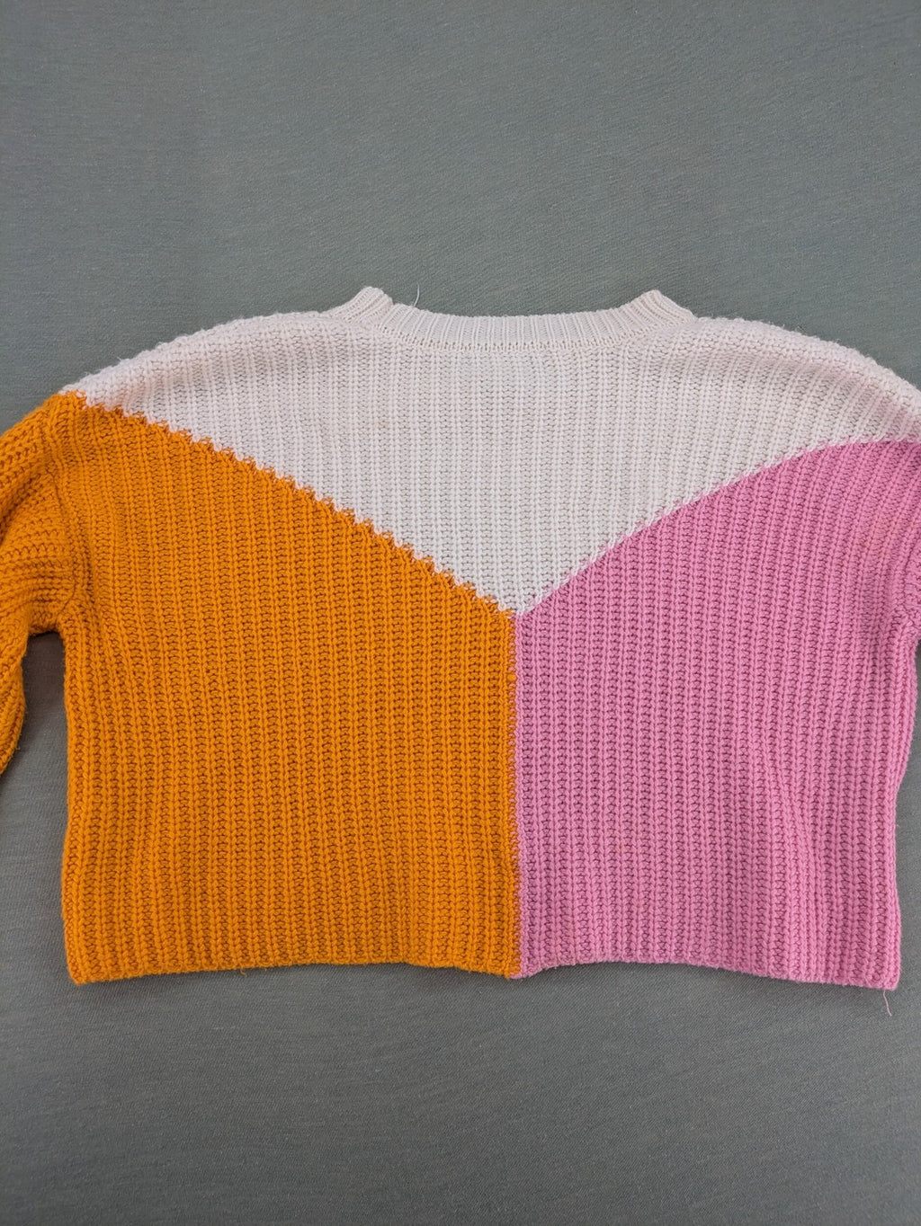 Sincerely Jules orange and pink colorblock turtle neck jumper with soft acrylic fabric.