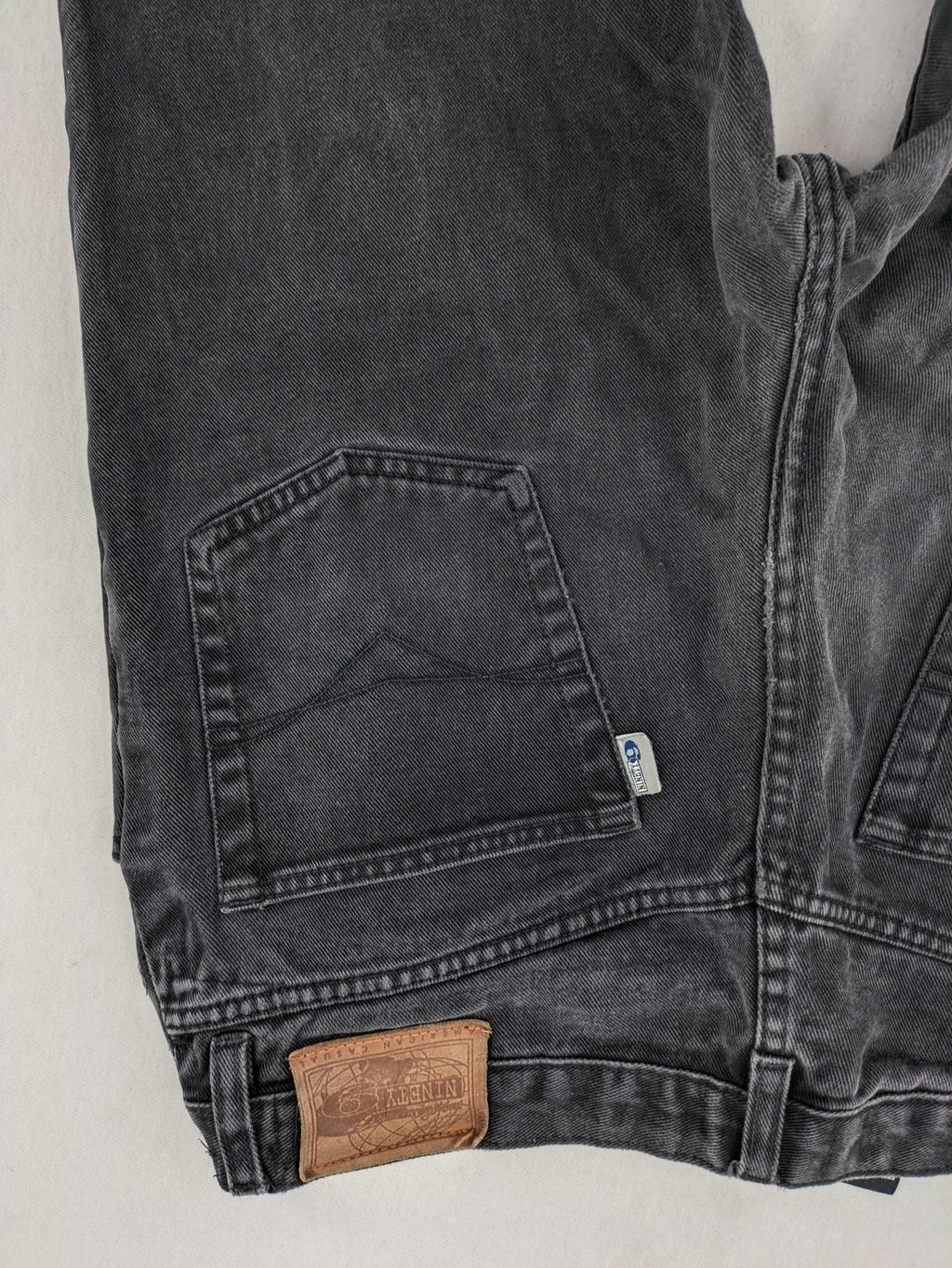 Ninety straight jeans faded black denim five-pocket design 100% cotton vintage style