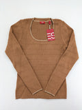 Esprit brown turtle neck jumper with ribbed texture and wide U-neckline.