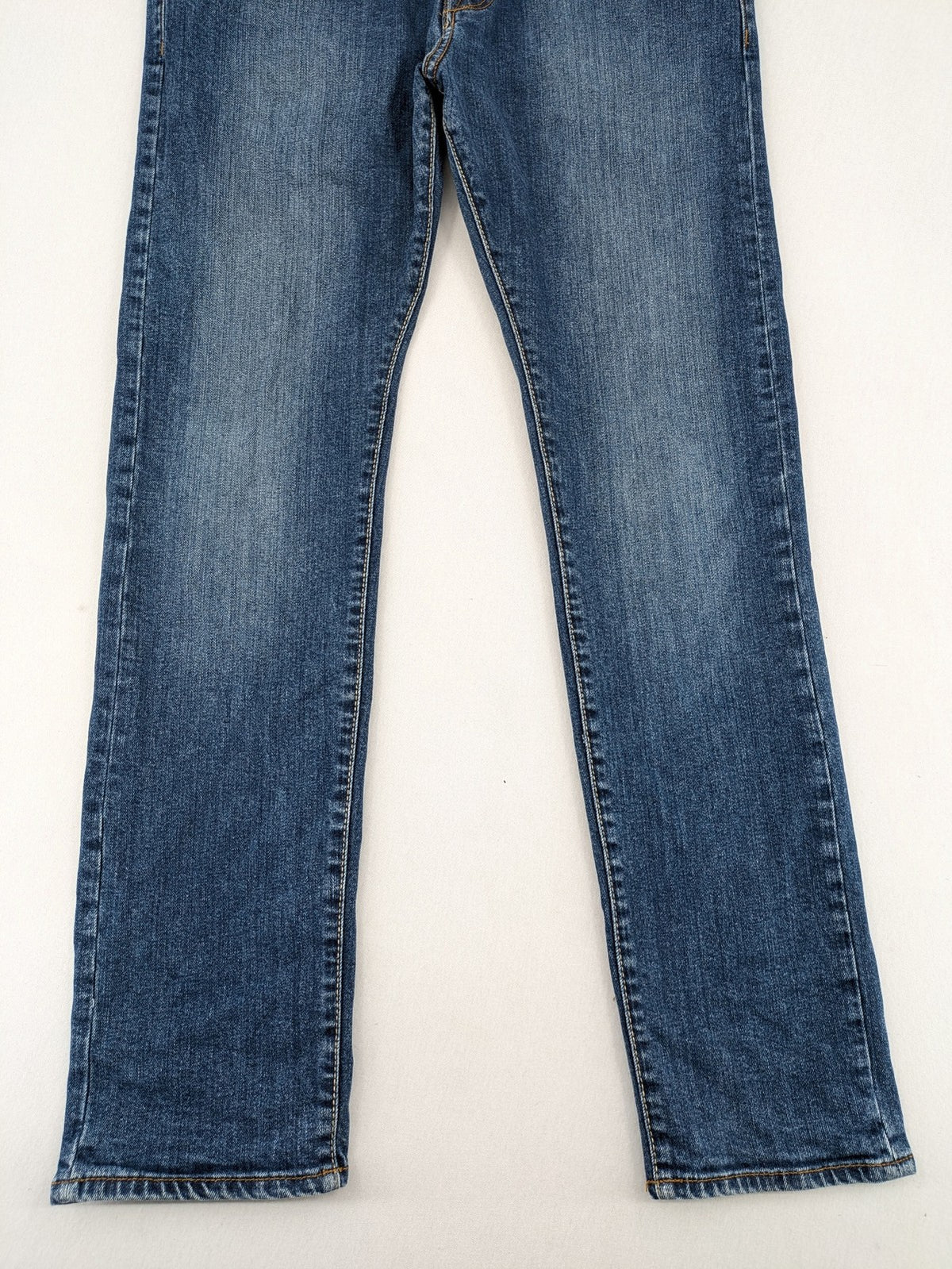 H&M blue slim fit jeans low waist 5-pocket style button fly stretch denim