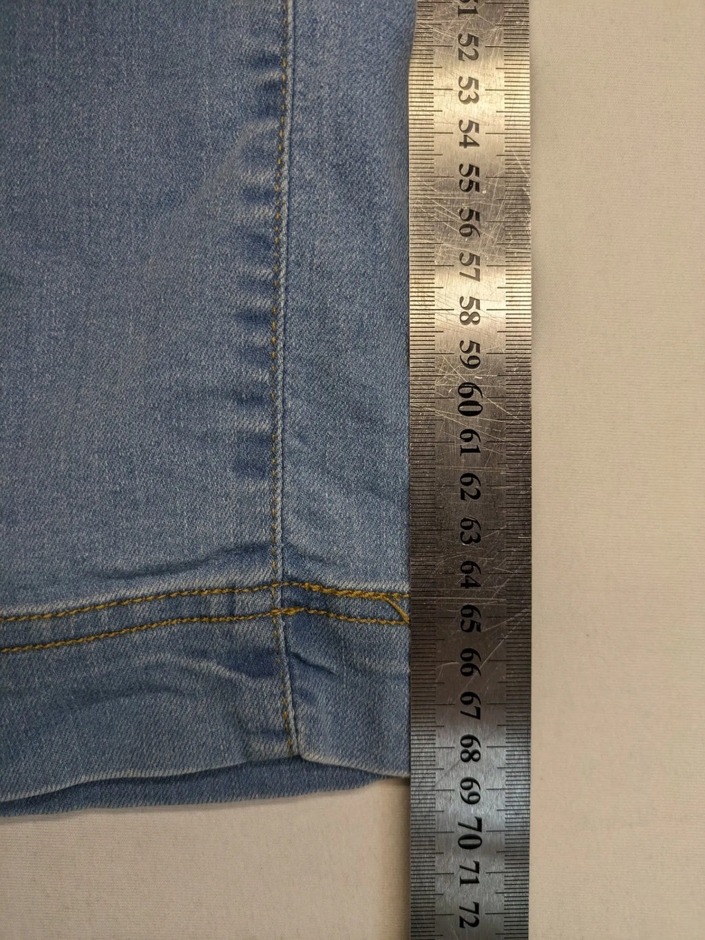 AproductZ blue straight jeans with elastic waistband and comfortable stretch fabric.