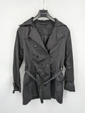 Amisu grey trench coat double-breasted design with elegant collar and belted waist.