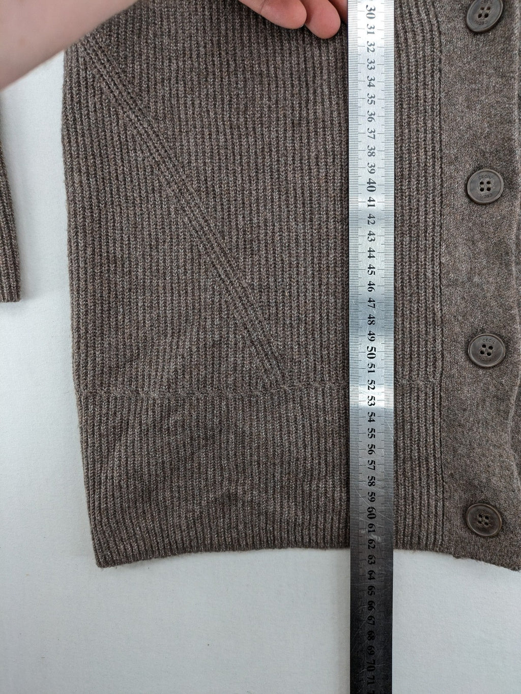Cecil grey turtle neck jumper ribbed texture V-neck with button closure.