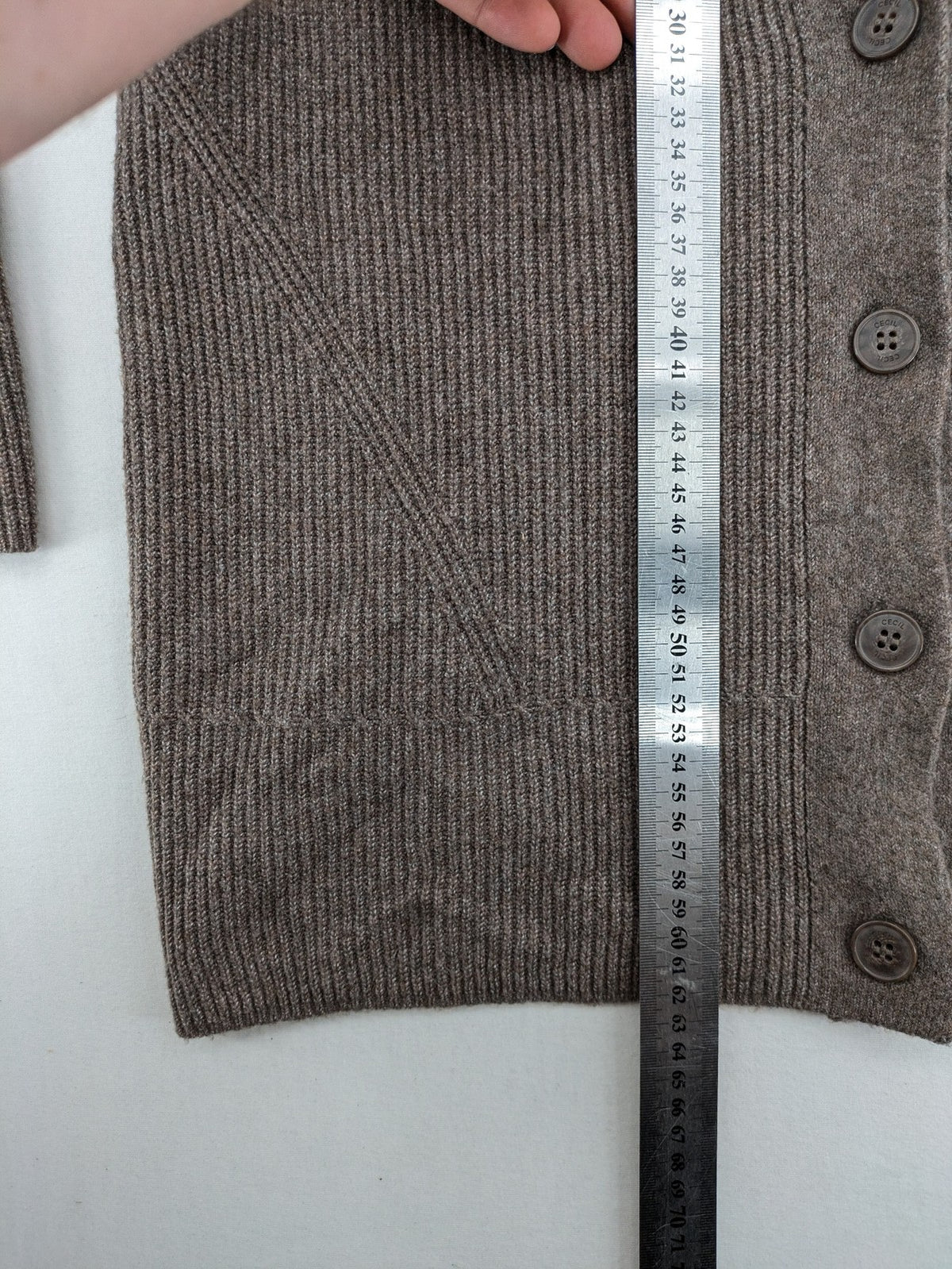 Cecil grey turtle neck jumper ribbed texture V-neck with button closure.