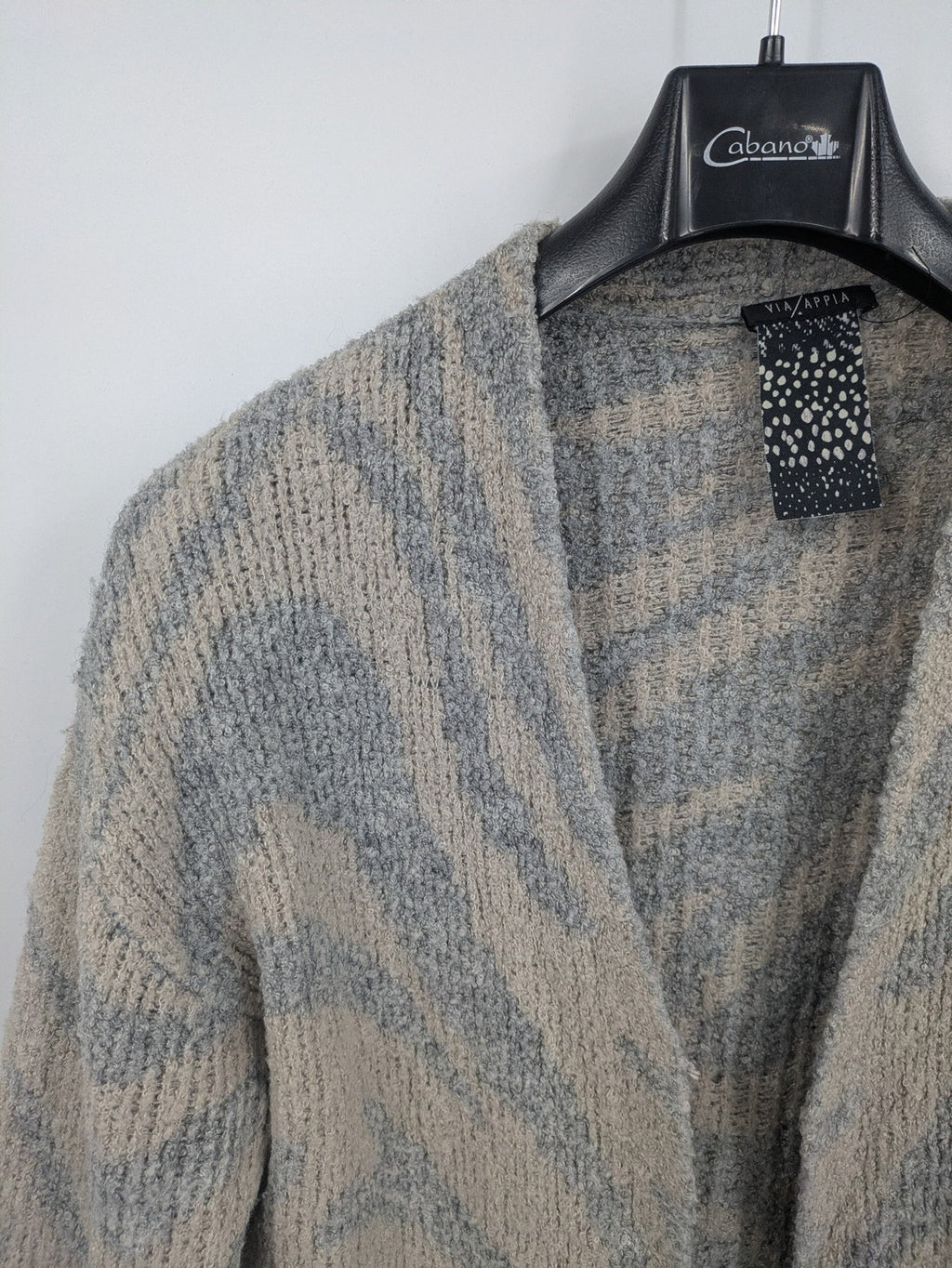 Via Appia beige cardigan zebra pattern soft knit long sleeves