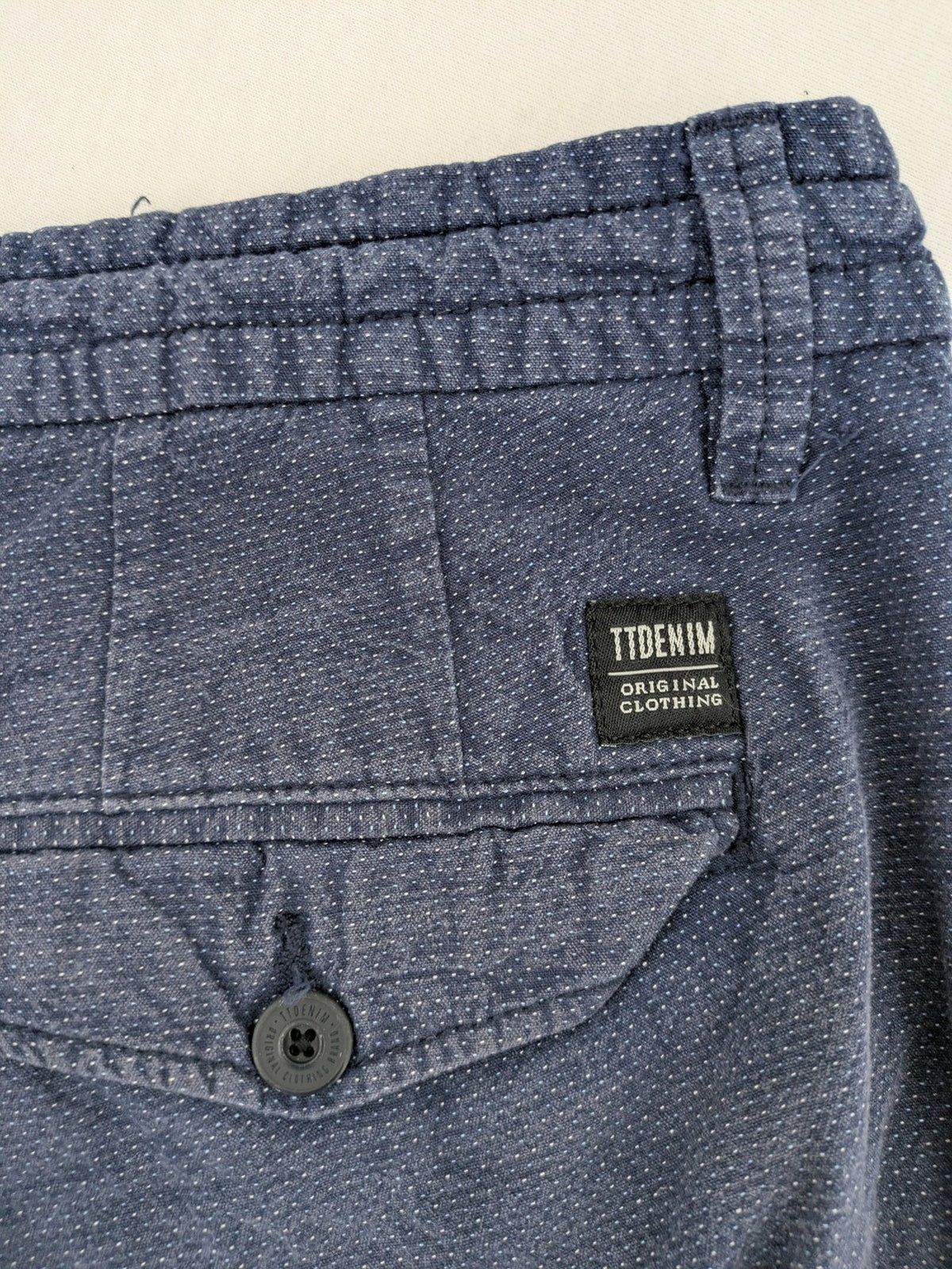 Tom Tailor Denim blue chino shorts slim fit adjustable drawstring cotton microdot pattern