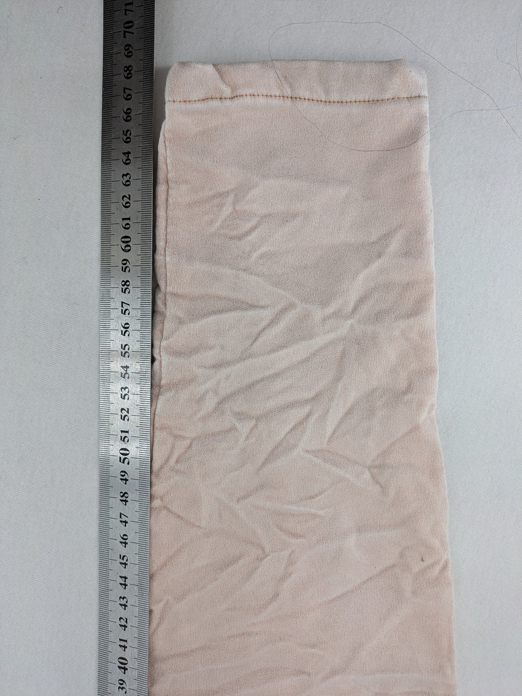 Made In Italy beige pants with crinkle texture and rock-style patches, drawstring waist.