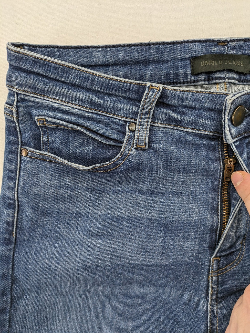 UNIQLO blue skinny jeans mid-rise 5-pocket design cotton stretch denim