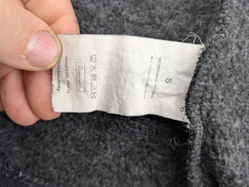 BLIND DATE grey asymmetrical zip hoodie with high fleece-lined waterfall collar.