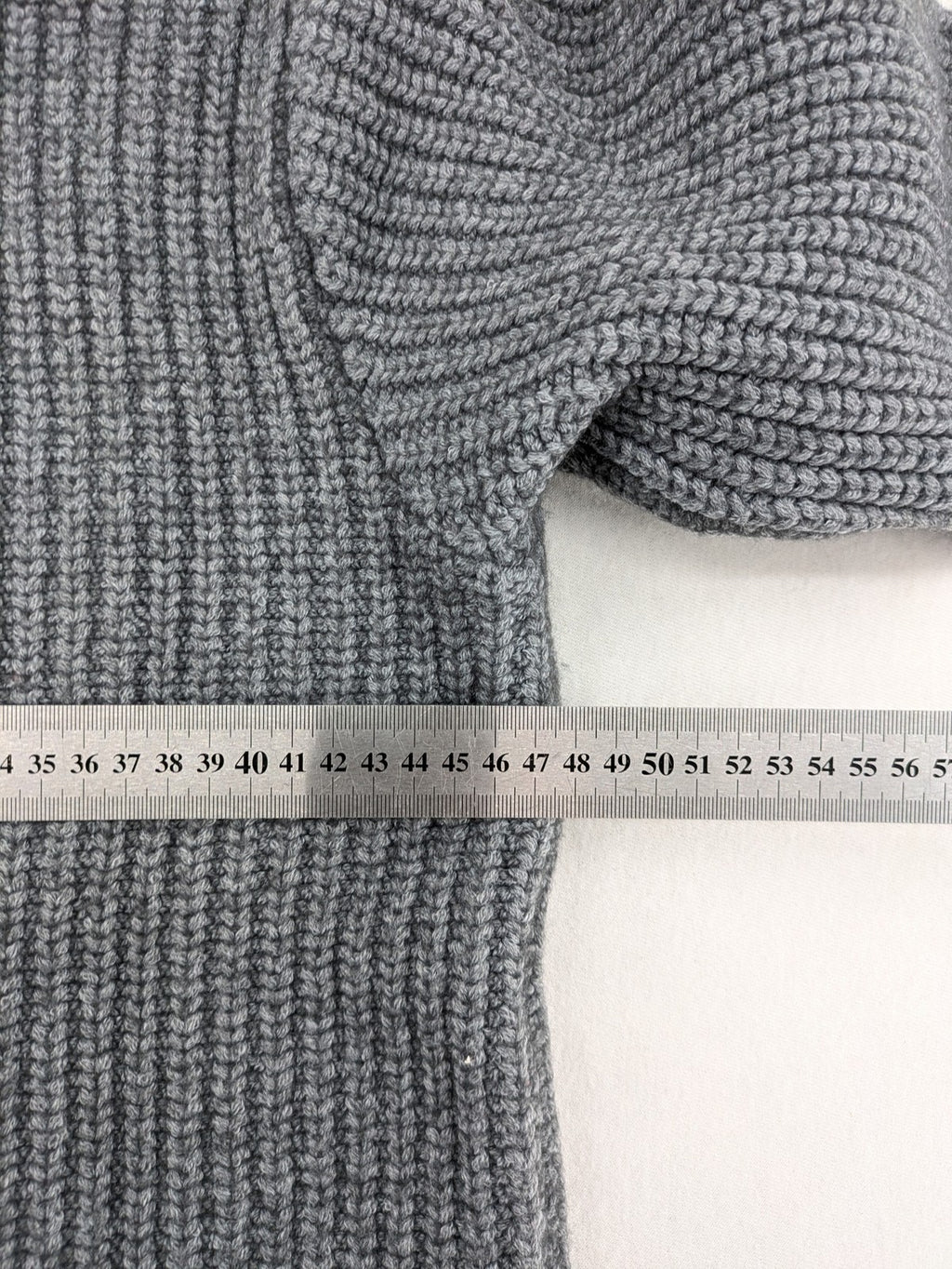 H. Leetink grey turtle neck jumper ribbed knit chunky texture