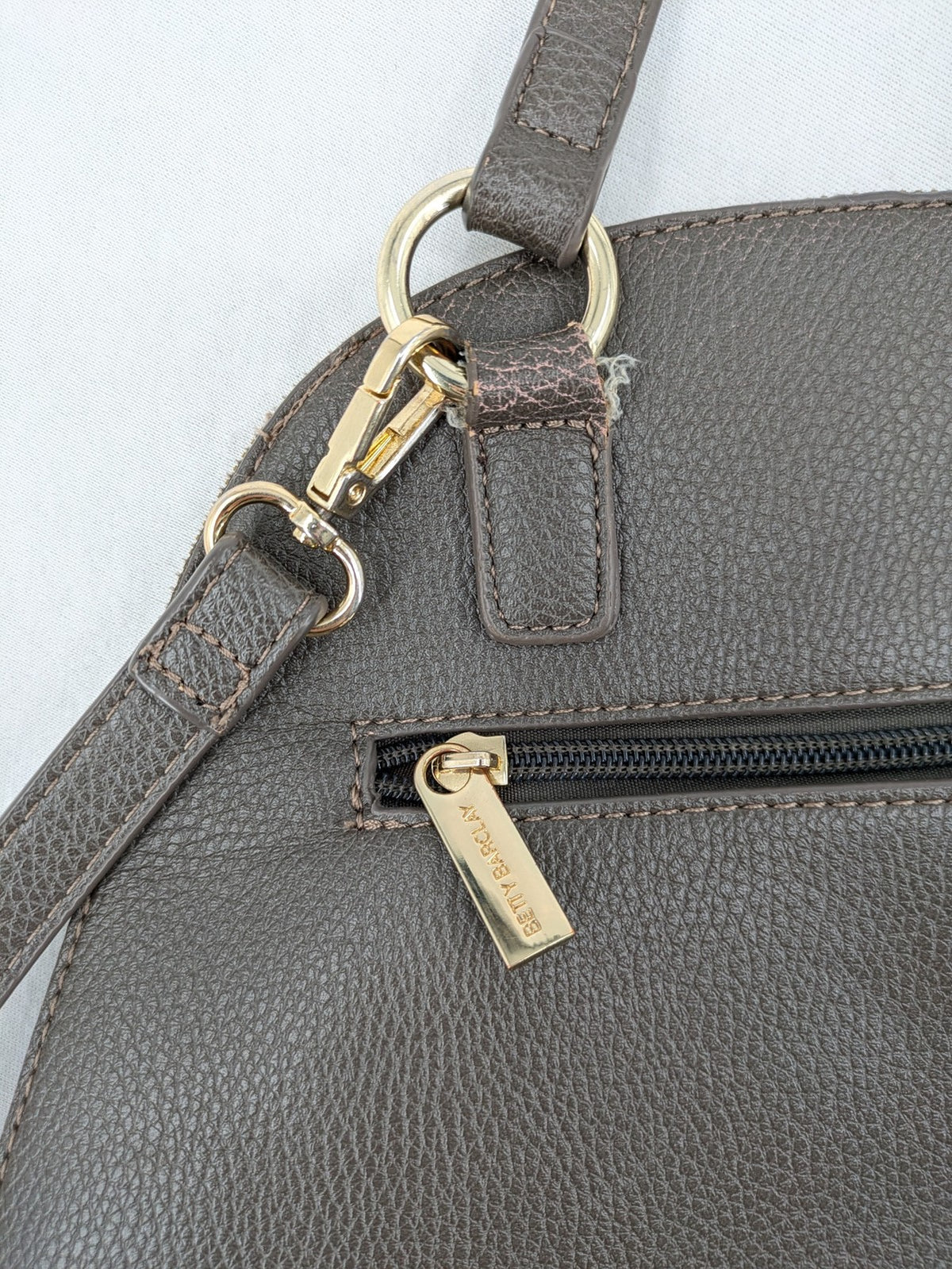 Betty Barclay grey handbag textured faux leather gold metal details adjustable straps