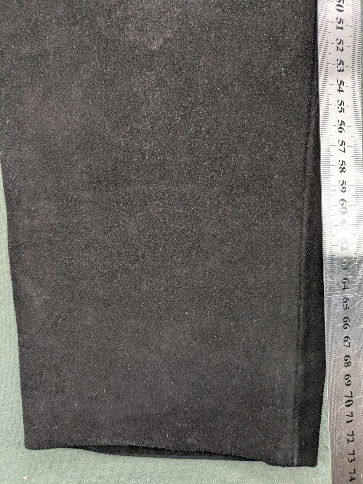 Silhouette black vintage pants high-waisted genuine suede five-pocket style with studded belt.