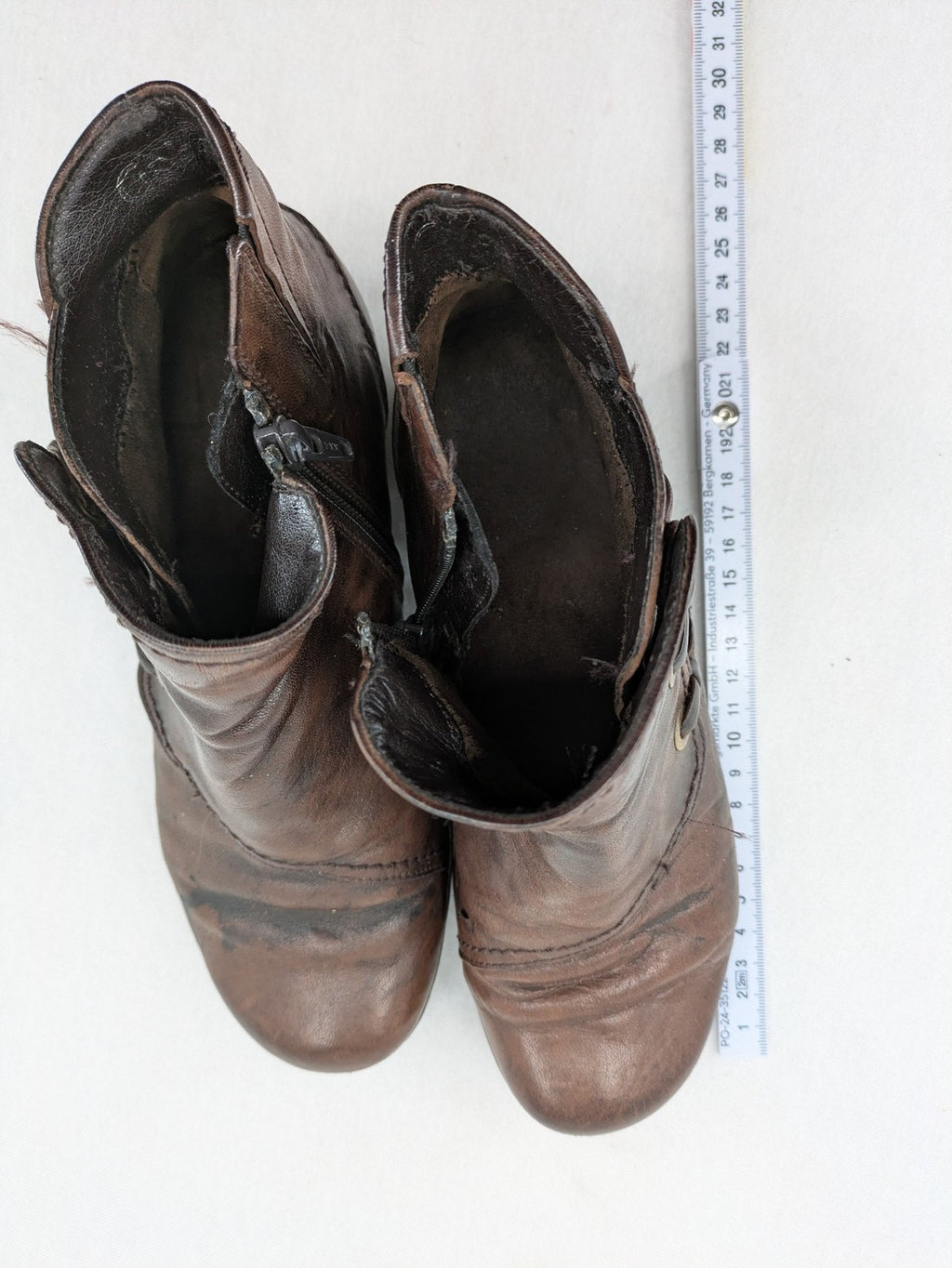 Gabor brown winter boots genuine leather side zipper decorative lacing block heel