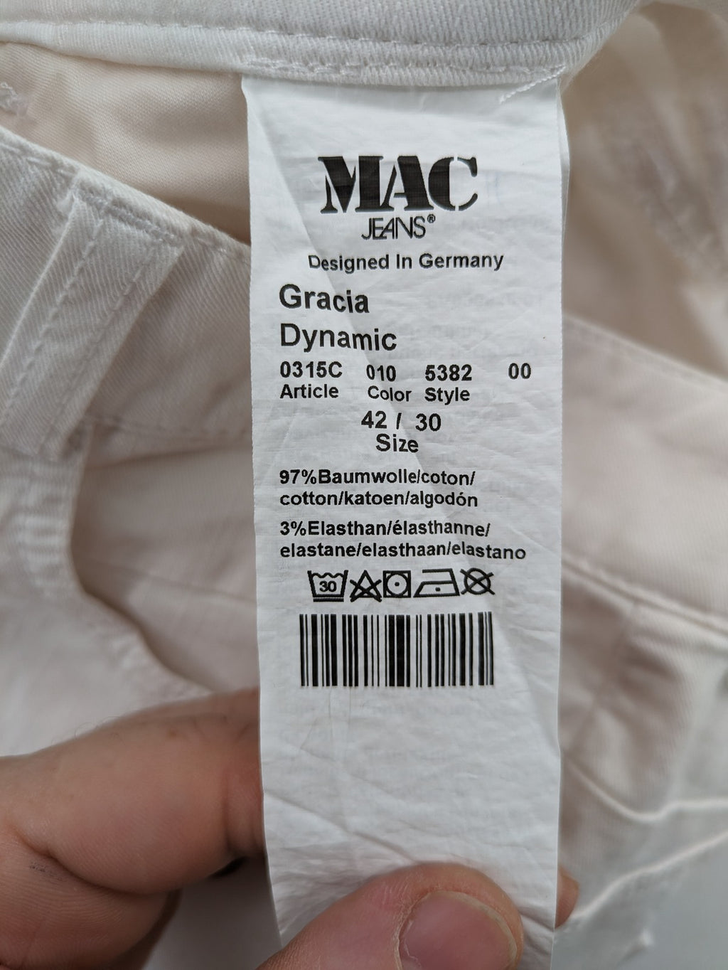 Mac Jeans white straight jeans cotton stretch with logo and modern fit.
