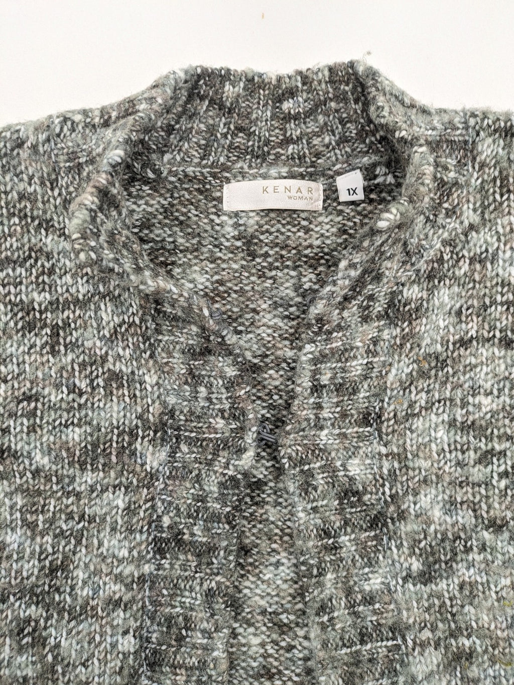 Kenar turtle neck jumper black grey white melange wool blend open knit design