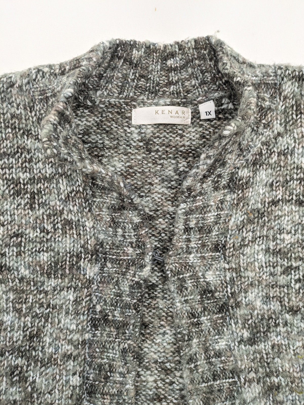 Kenar turtle neck jumper black grey white melange wool blend open knit design