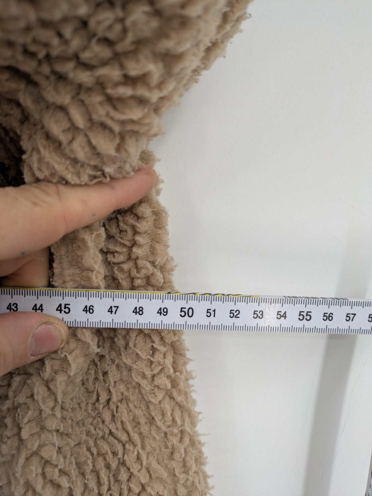 Clockhouse beige teddy coat longline design soft faux fur material with notched collar.