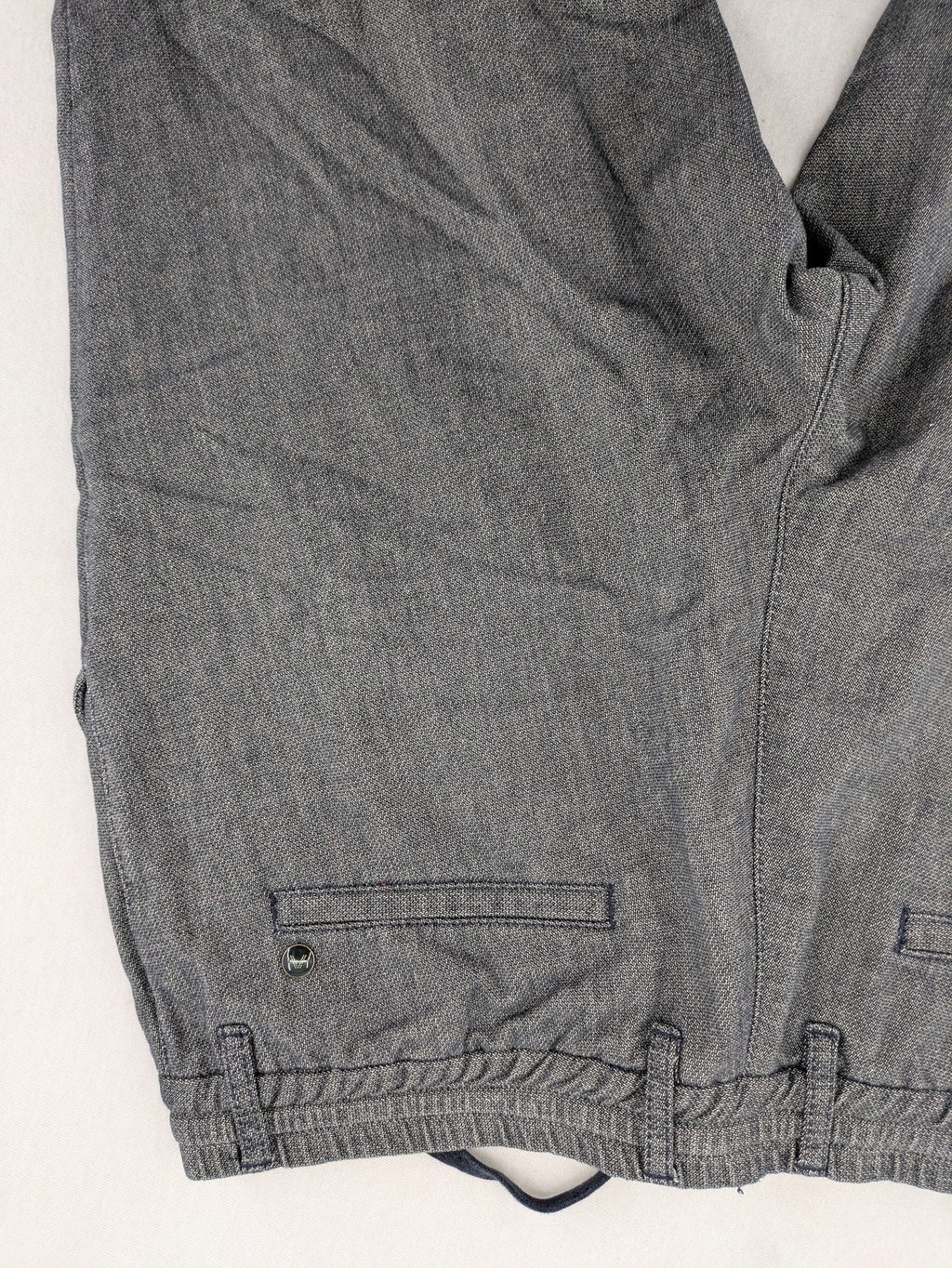 ALBERTO grey tapered fit chinos with elastic drawstring and two-tone wool texture.