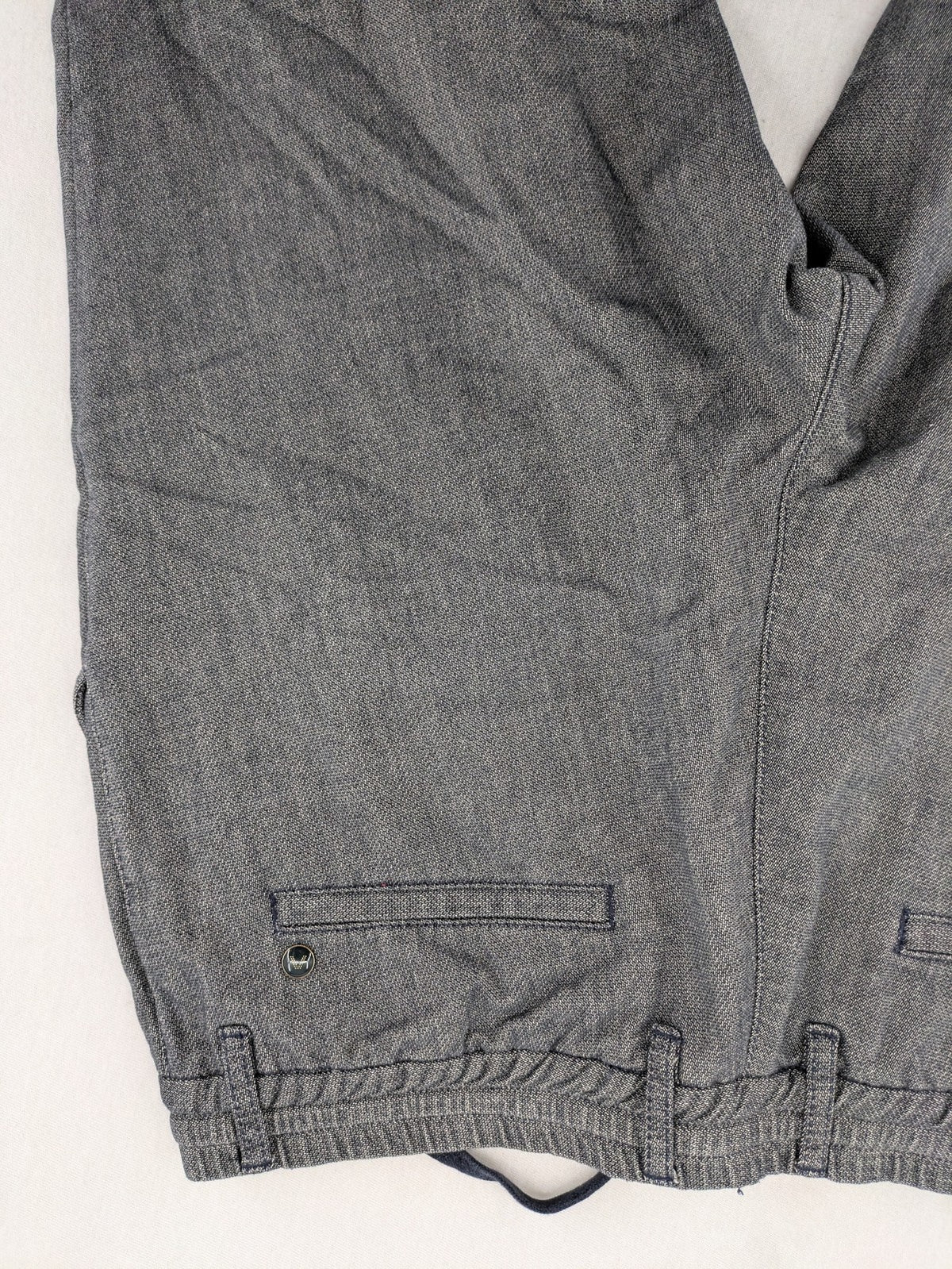 ALBERTO grey tapered fit chinos with elastic drawstring and two-tone wool texture.