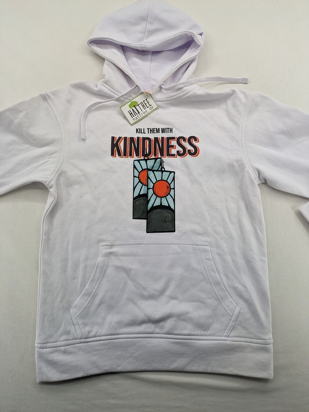 JHK unisex zip-through hoodie multi with "Kill Them With Kindness" print and anime graphic.