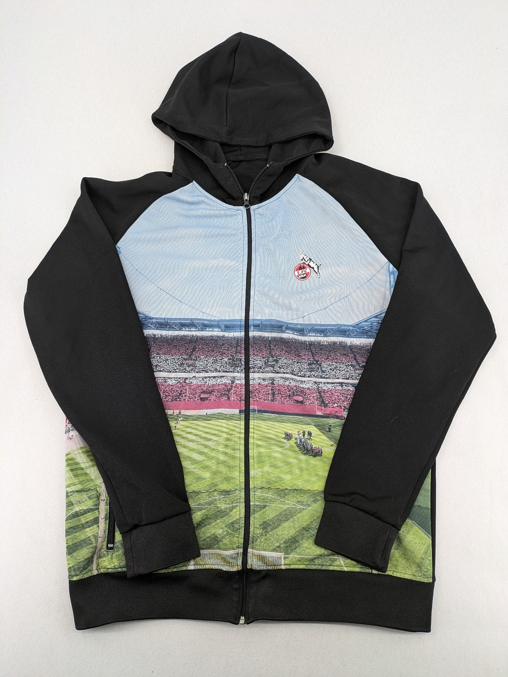 1. FC Köln hoodie black full zip with stadium print and embroidered logo