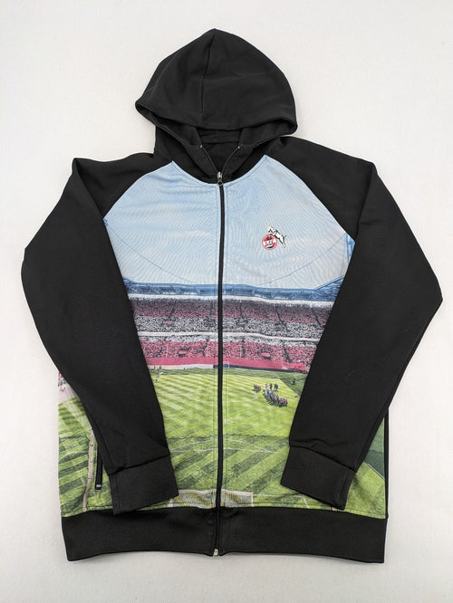 1. FC Köln hoodie black full zip with stadium print and embroidered logo