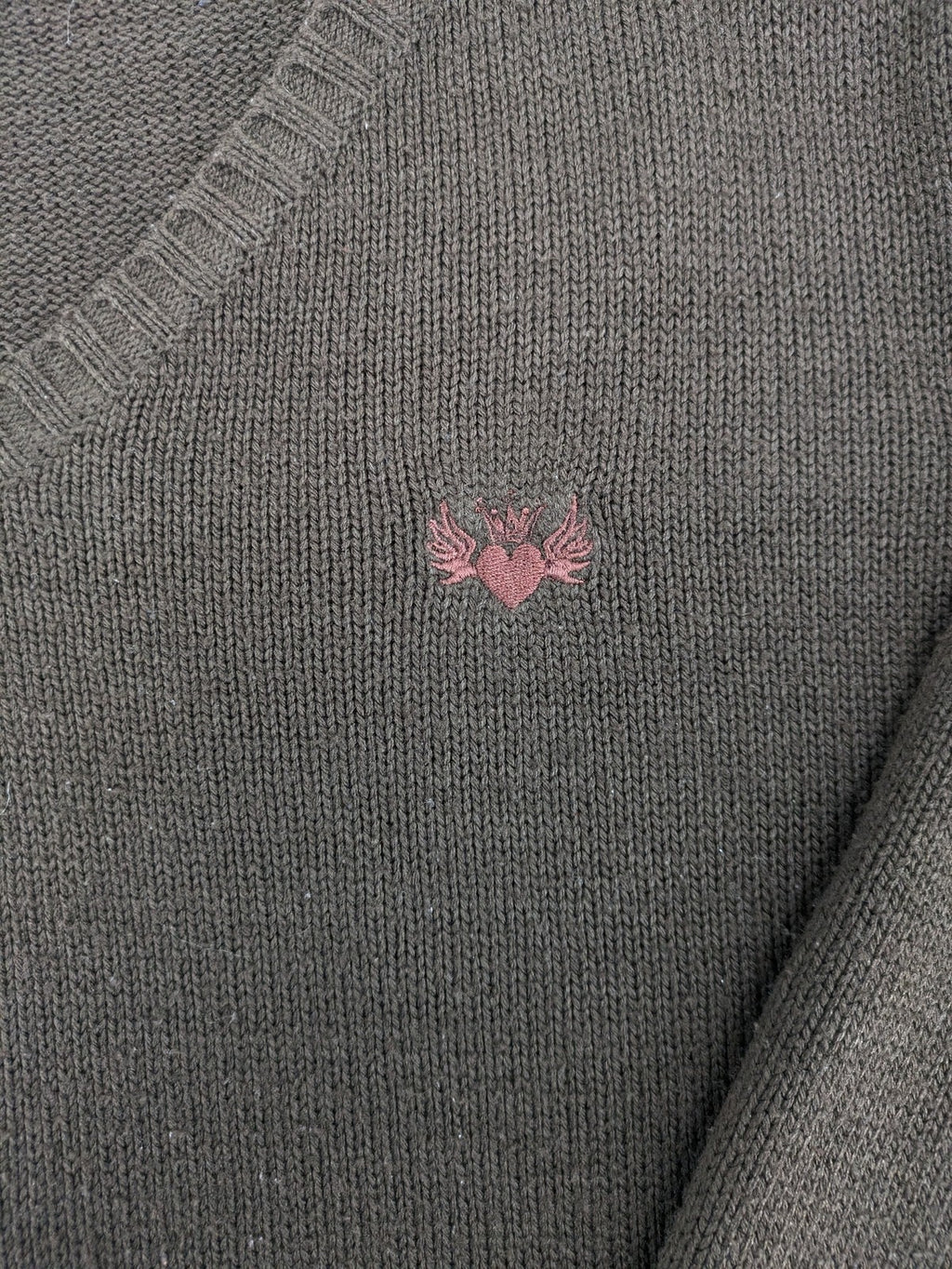 john baner brown turtle neck jumper soft knit with embroidered logo on chest