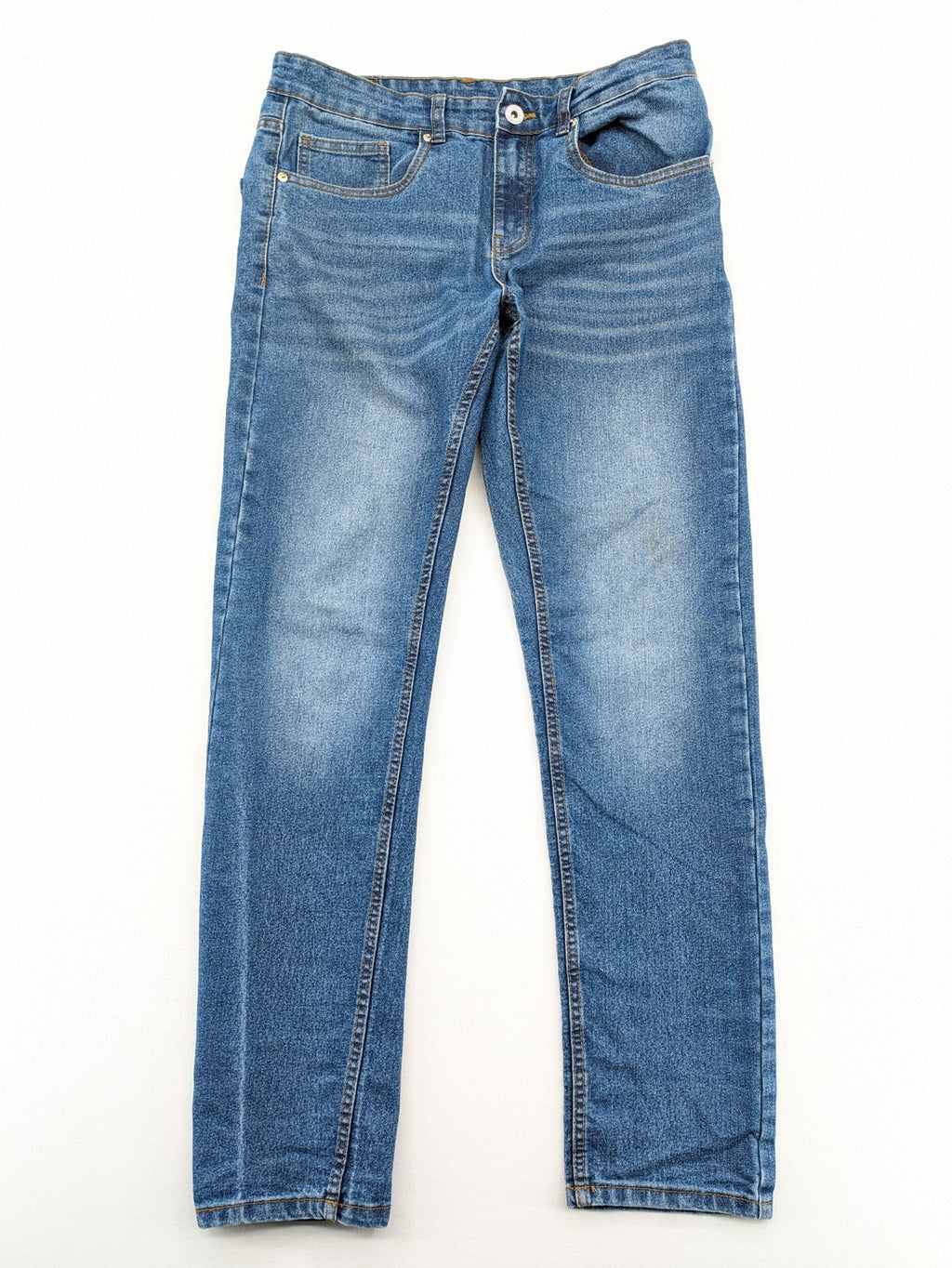 X-Mail blue straight jeans classic 5-pocket style with button closure and belt loops.