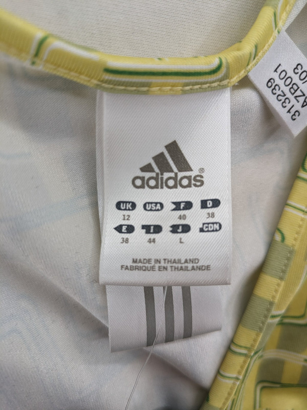 Adidas tank top green yellow geometric pattern V-neck Climalite technology