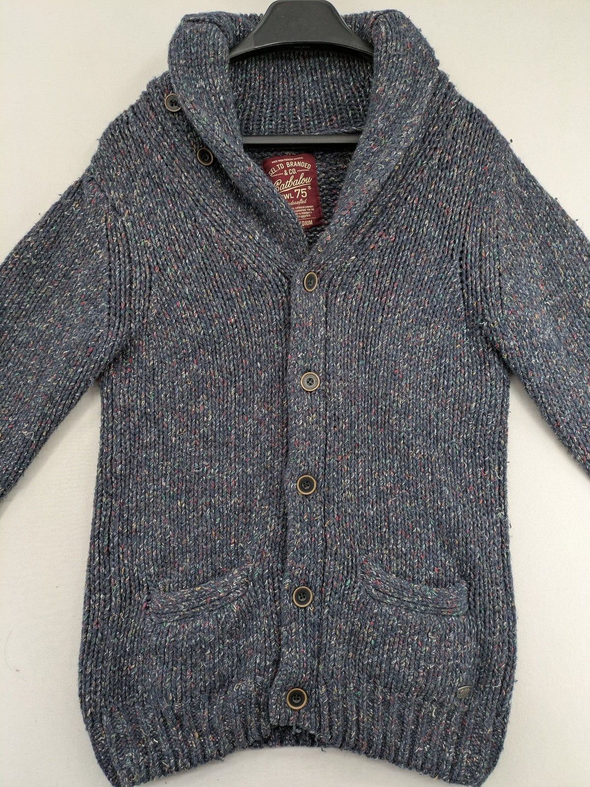 Catbalou multi turtle neck jumper with classic shawl collar and button closure.