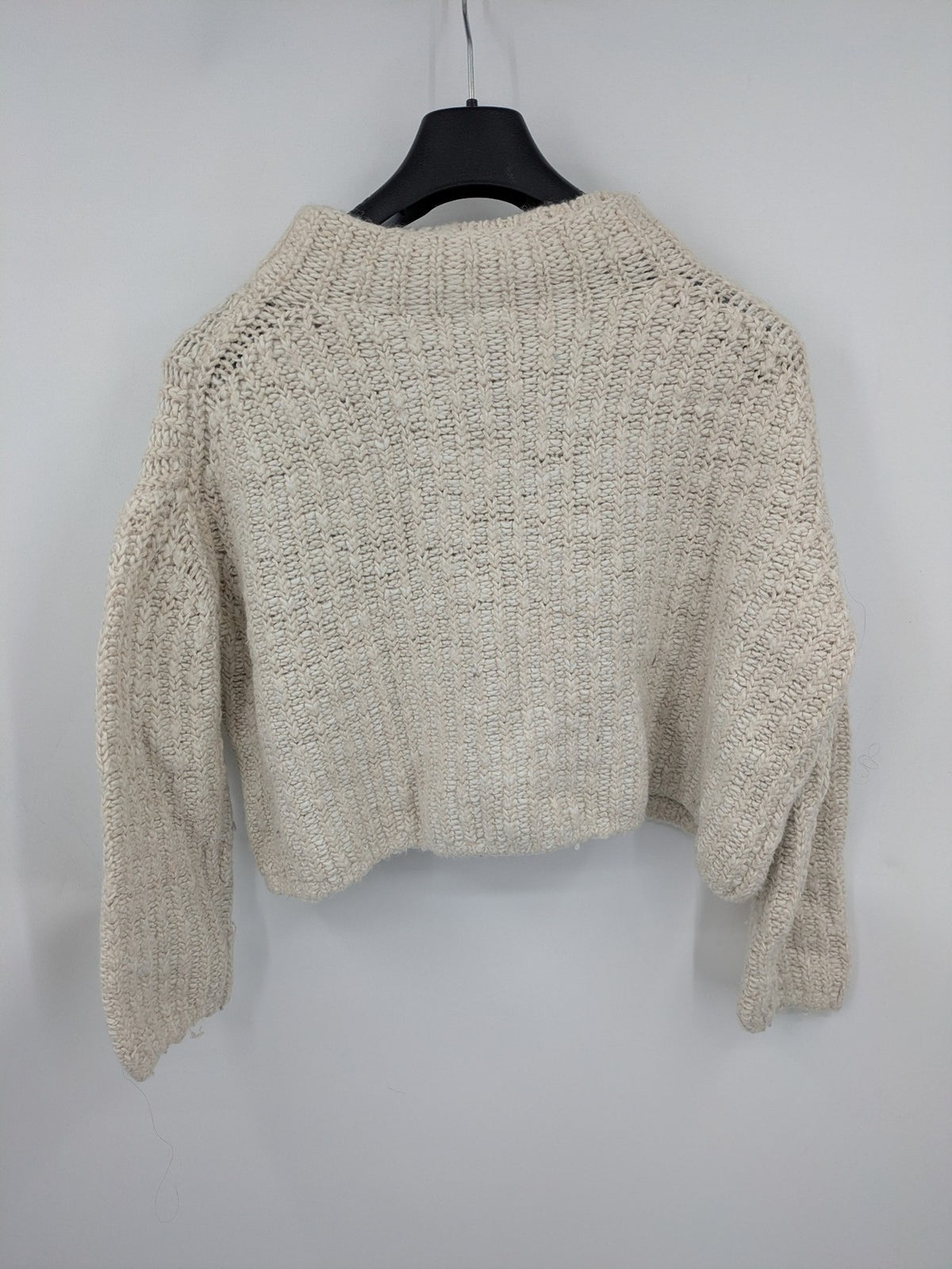 OPUS beige knit jumper chunky knit design with stand-up collar and relaxed fit