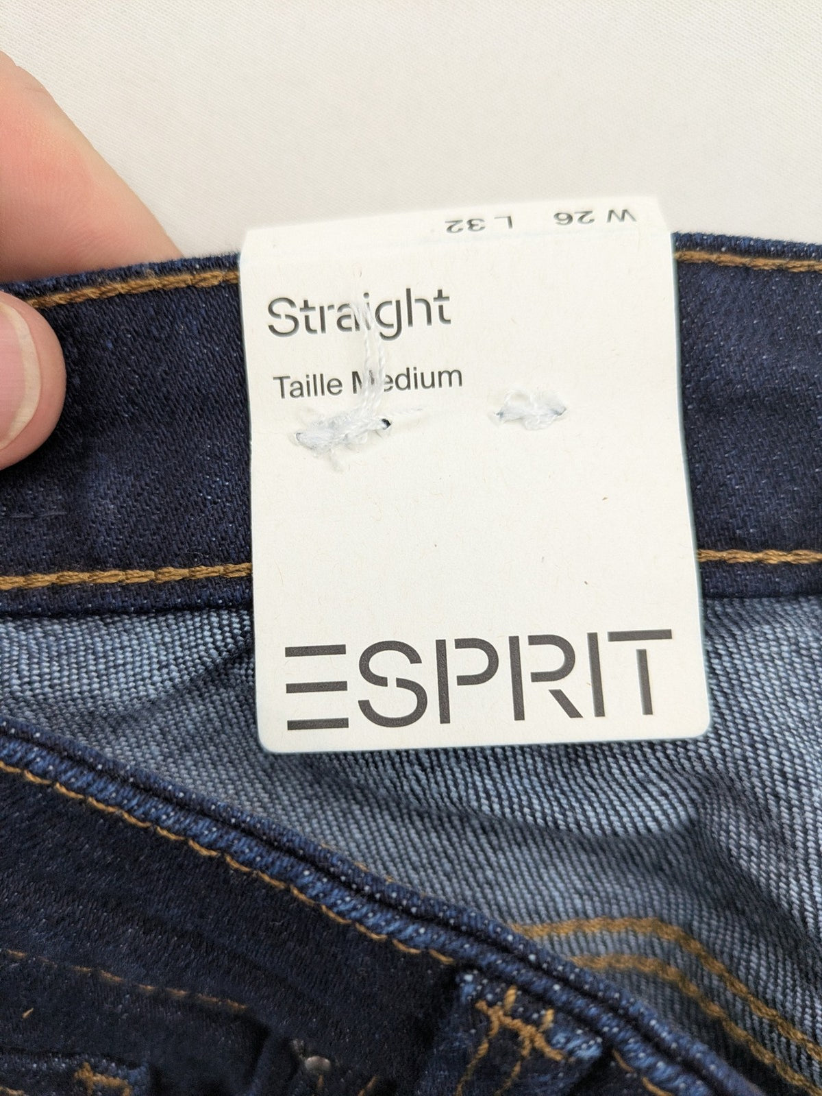 Esprit blue straight jeans with classic 5-pocket design and medium rise fit.