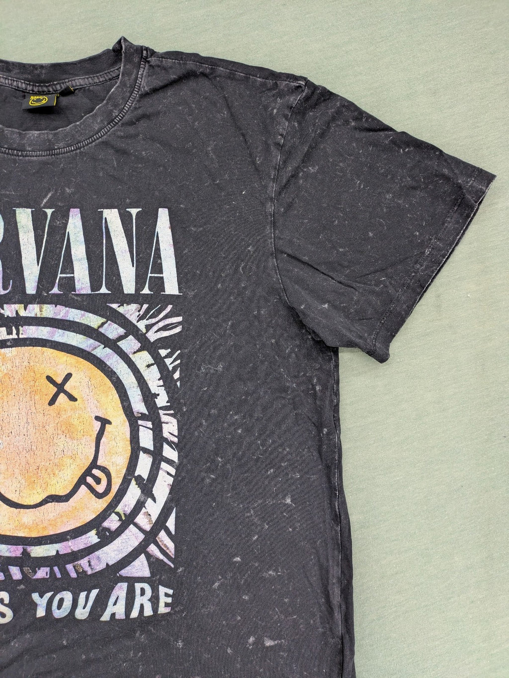 Nirvana vintage t-shirt black washed fabric iconic Smiley logo "Come As You Are