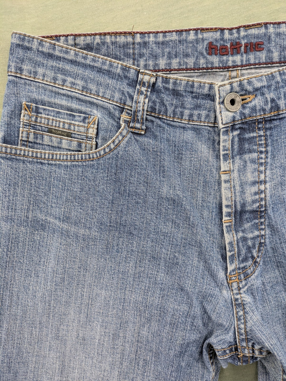 Hattric blue straight jeans durable denim five-pocket design button fly