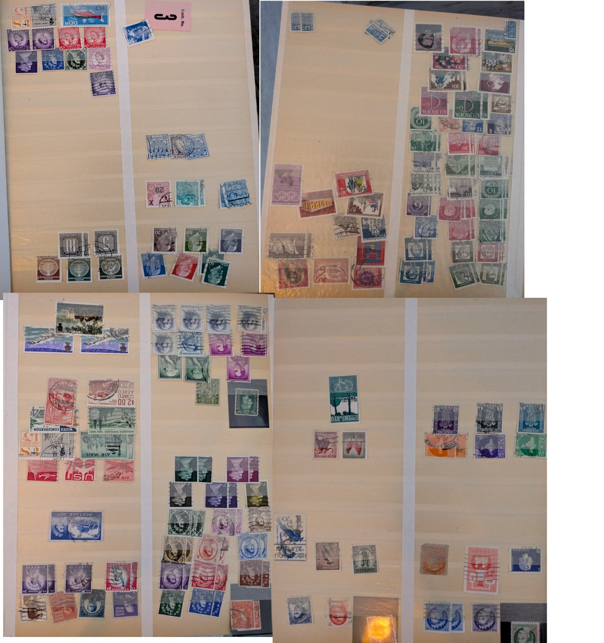 Beige postage stamp album featuring over 1000 stamps from Germany and Europe.
