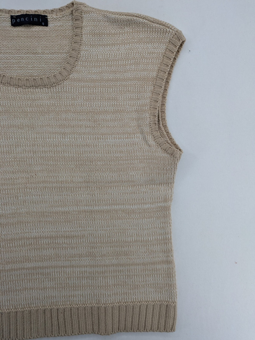 Pencini beige turtle neck jumper, sleeveless design, soft merino wool blend.