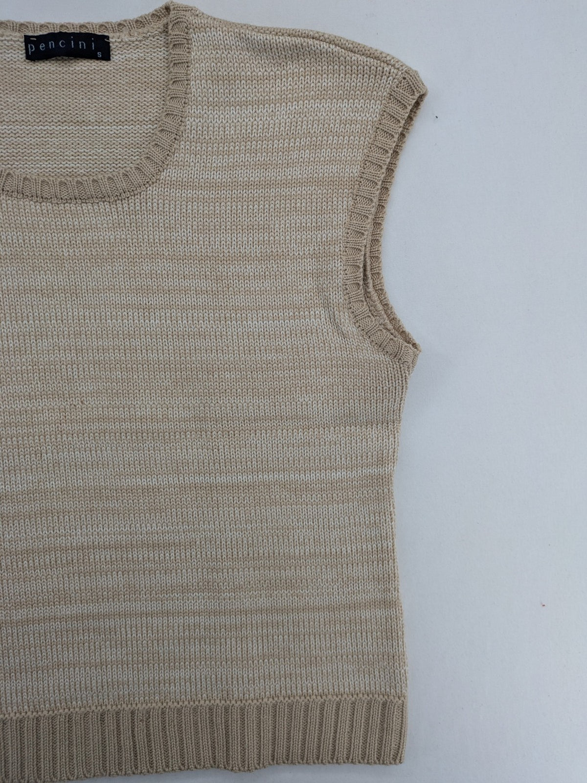 Pencini beige turtle neck jumper, sleeveless design, soft merino wool blend.
