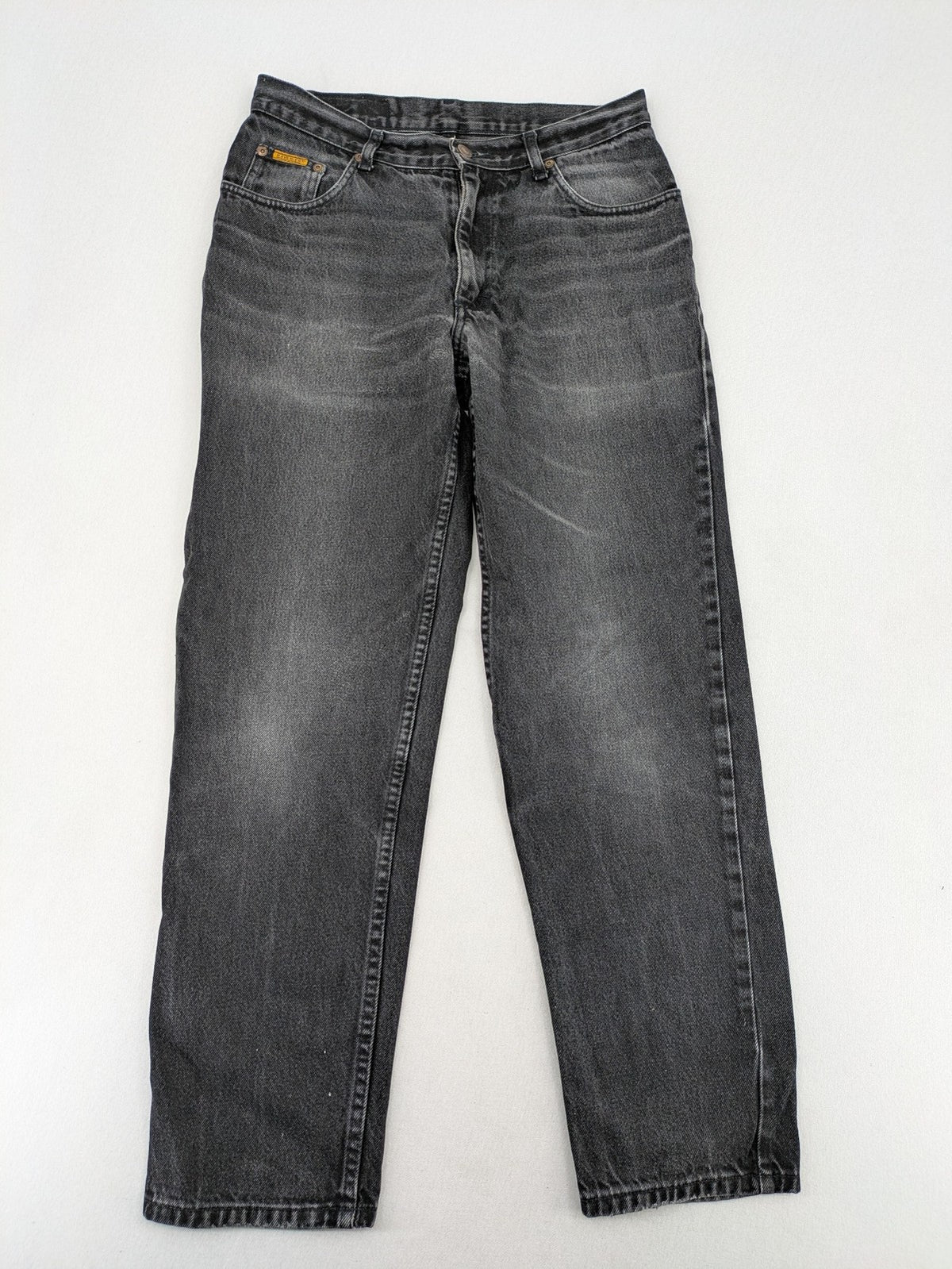 Maverick black straight jeans faded wash with iconic logo on back patch.