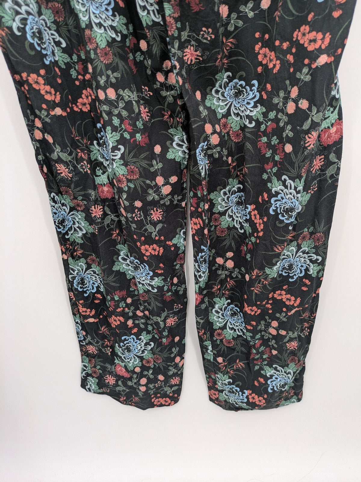 edc multi jumpsuit floral pattern sleeveless with smocked waist and spaghetti straps
