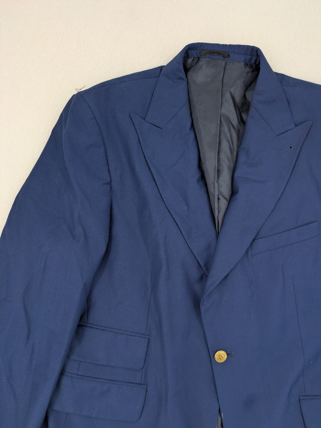 Senzo Rivolli blue slim fit suit, 3-piece, made of wool and viscose, elegant design.