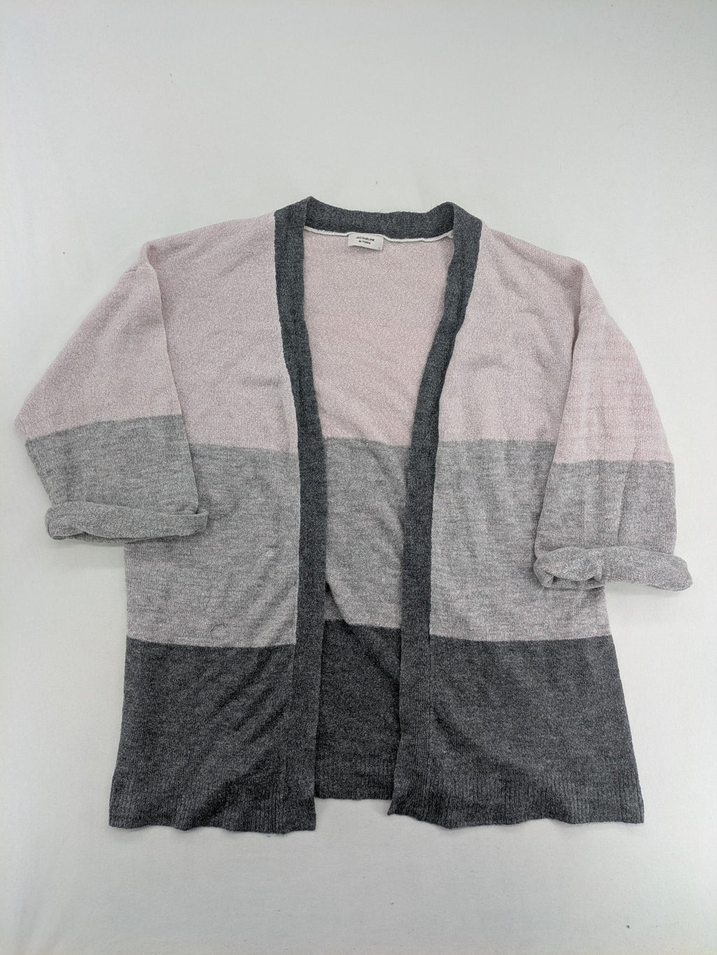 Jacqueline De Yong pink turtle neck jumper colorblock design with soft knit texture.