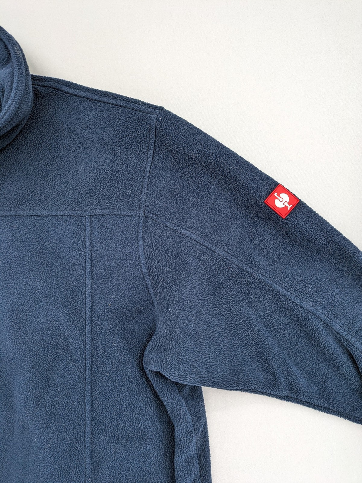 engelbert strauss navy fleece jacket embroidered Lorenzen Gebäudetechnik logo, full zip