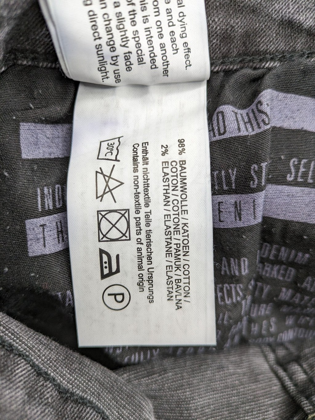 Elias Rumelis grey super slim fit jeans with stitched logo and subtle used look.