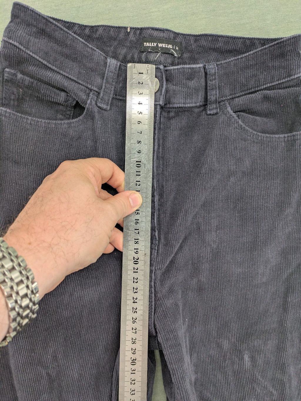Tally Weijl grey cord pants wide leg high waist five-pocket design