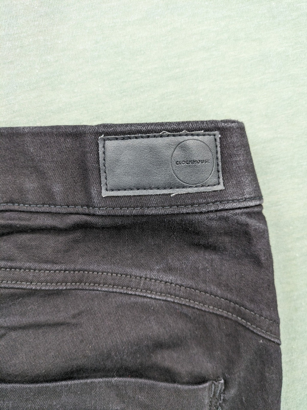 Clockhouse black jeggings mid rise pull-on style with elastic waistband and stretch material.