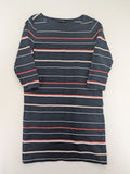 Marc O'Polo striped dress navy blue with red and white stripes, 3/4 sleeves, cotton.