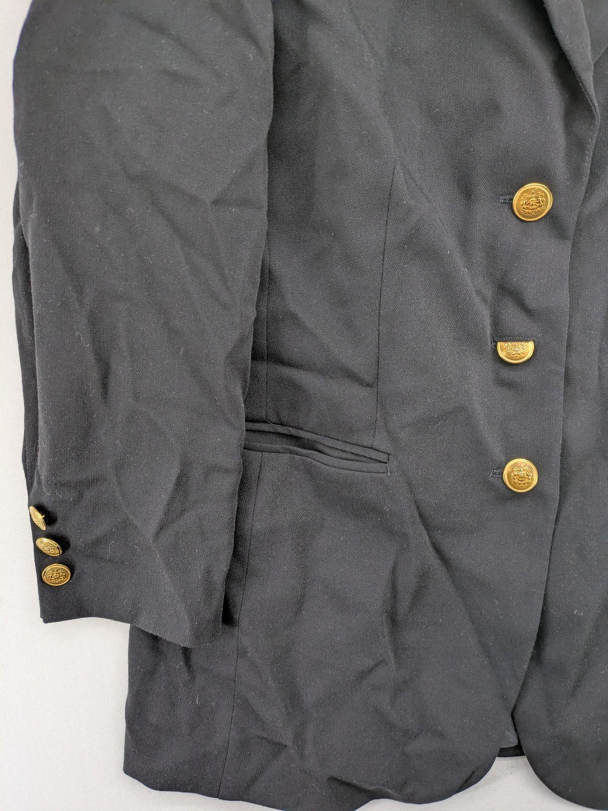 Pier Angelini black blazer classic style gold buttons tailored fit