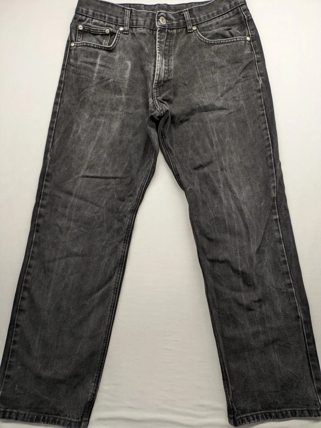 Manguun straight jeans black grey washed denim 5-pocket design regular fit